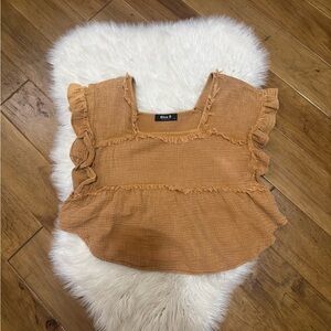 Blue B Ruffle Sleeve Mustard Blouse